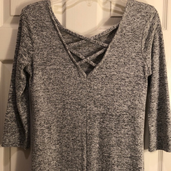Super Soft! Gray Skater Dress with Criss Cross Back and Circle Hem - Size Medium - Picture 3 of 6
